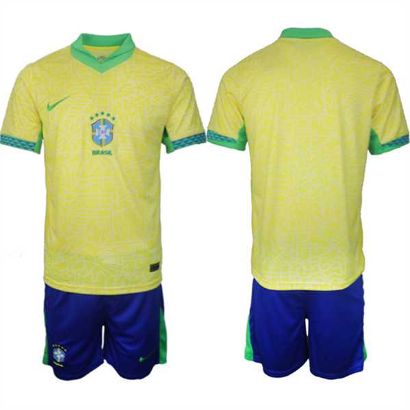 Men's Brazil Blank Yellow 2024-25 Soccer Jersey Suit,We sell and wholesale Men's Brazil Blank Yellow 2024-25 Soccer Jersey Suit on line form chian!